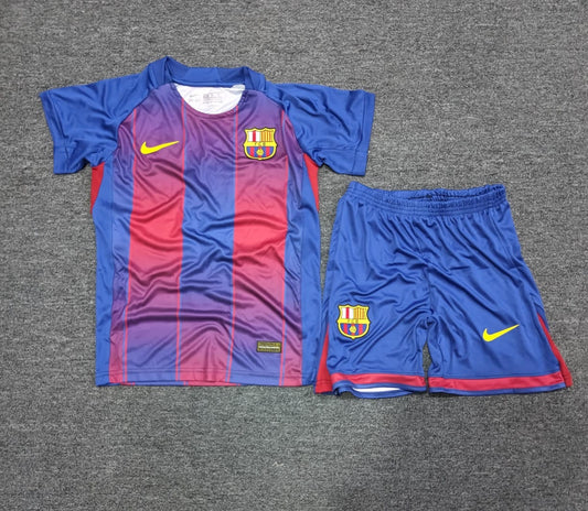 طقم برشلونة أولادي ازرق موسم 2025 - 26