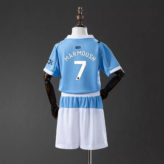 Manchester City Home Kids Kit 2025/26 - #7 Marmoush Print