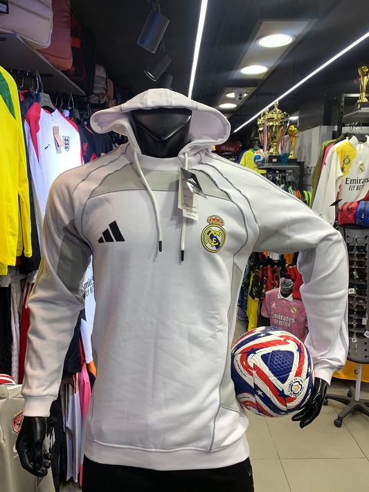 Real Madrid White Cotton Hoodie - Premium Quality