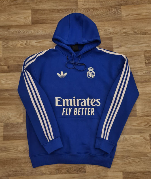 Real Madrid Blue Cotton Hoodie - Premium Quality